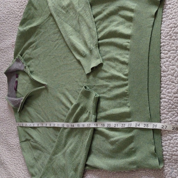 Aristo Eighteen Large 100% Merino Wool Green Quarter Zip Pullover - Picture 4 of 12